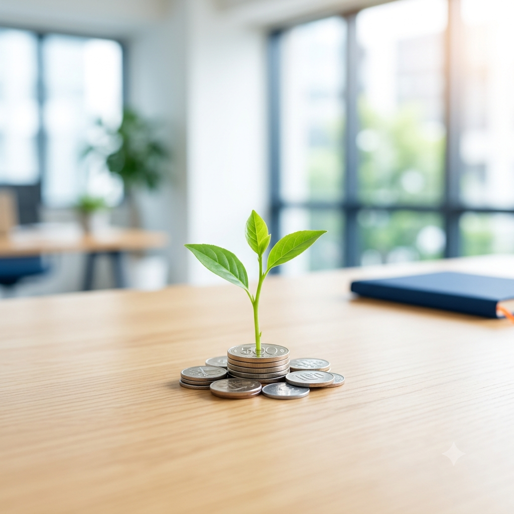 コインから芽吹く若葉 — 補助金・助成金で事業の成長を後押し